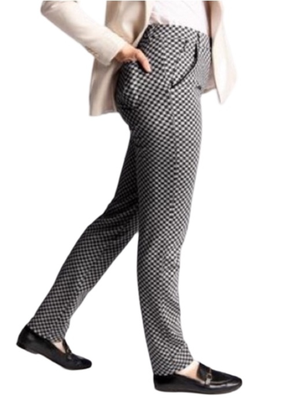 Betabrand Catstooth Dress Pant Yoga Pants Black & White Size L Long